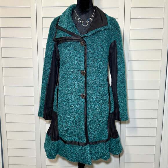 LINDI Jackets & Blazers - LINDI Teal Textured Art Jacket | Lagenlook Boutique Coat